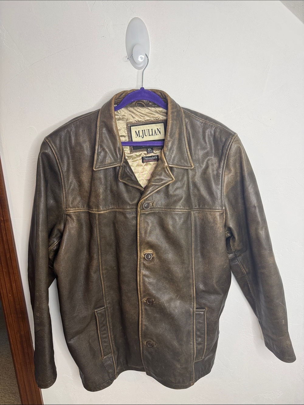 M.Julian Wilson’s Men's Brown Leather Button-Front Jacket